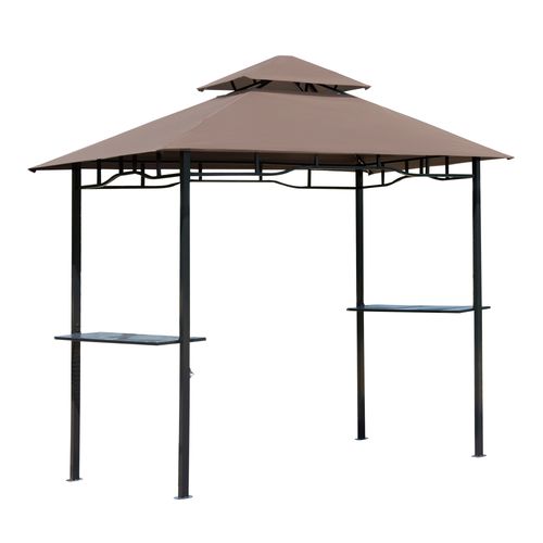 8ft Double-Tier Gazebo Grill Canopy Tent Shelter-Coffee