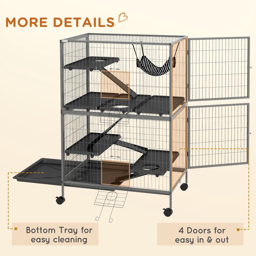 Small Animal Cages: Chinchilla Ferret Kitten on Wheels, Hammock Tray