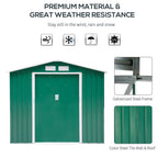 7 x 4ft Metal Garden Shed, Outdoor Storage Tool House with Ventilation Slots, Foundation Kit and Lockable Double Doors, Green