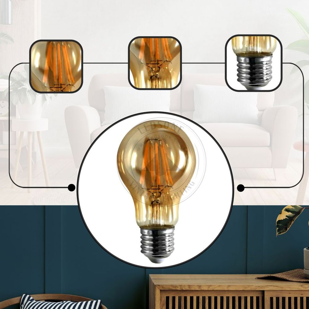 2 Pack E27,B22 LED Edison Dimmable Vintage Amber Glass Warm white 2700K, Cool white 6000K Light Bulbs