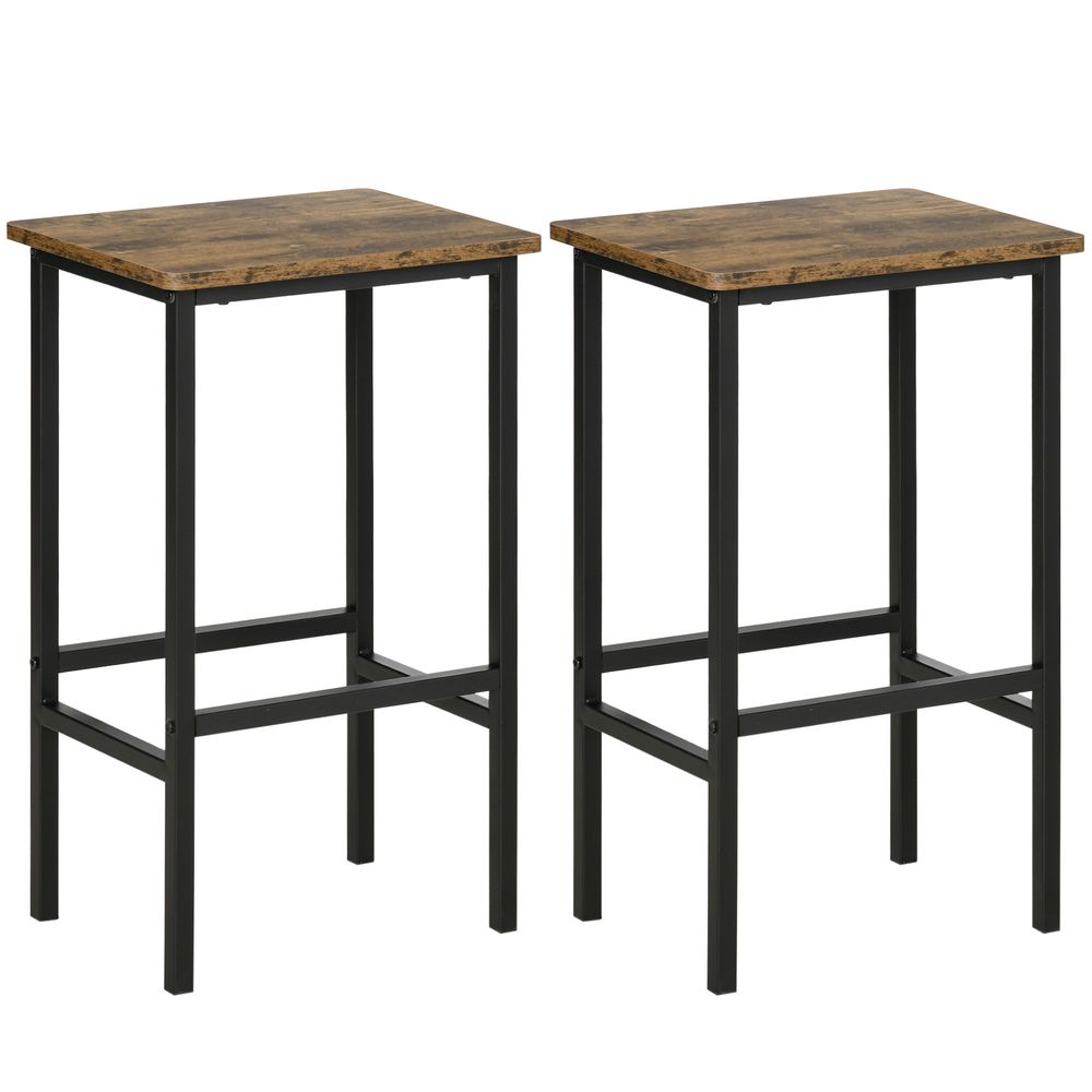 Rustic Brown Kitchen Bar Chairs (Set of 2) - Durable, Stylish, and Comfortable