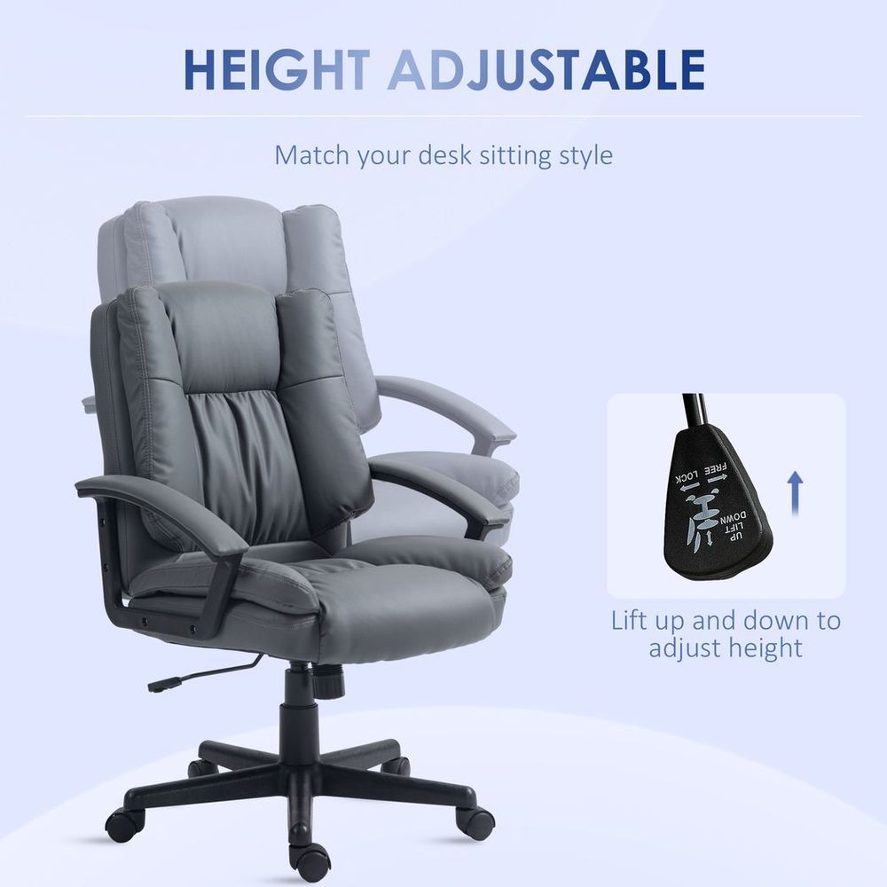 Dark Grey Faux Leather Office Chair - Comfortable and Stylish Design for Home and Office