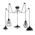 5Way Vintage Industrial Ceiling Lamp Shade Chandelier Retro Spider Pendant Light Black
