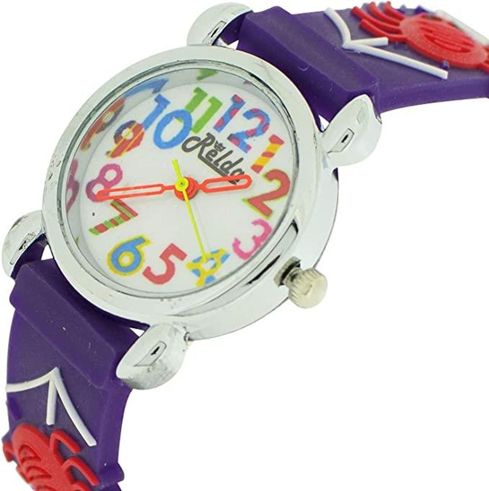 Children's Spider Web Purple Girl's Watch - Analog, Silicone Strap, Big Numbers