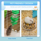 Hamster Cage with Tubes Tunnel 3 Level Rodent House with Exercise Wheel, Water Bottle, Food Dish, Ramp, Hut 59 x 36 x 47 cm- Blue