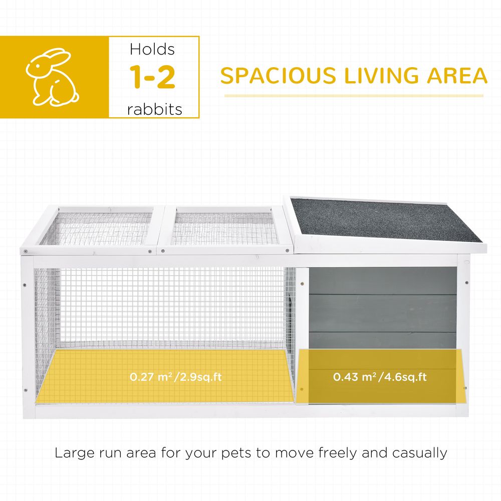 Rabbit Hutch Guinea Pig Hutch Wooden Small Animal Cage Rabbit Run Duck House with Openable Roof for Indoor Outdoor 115 x 66 x 47.5 cm