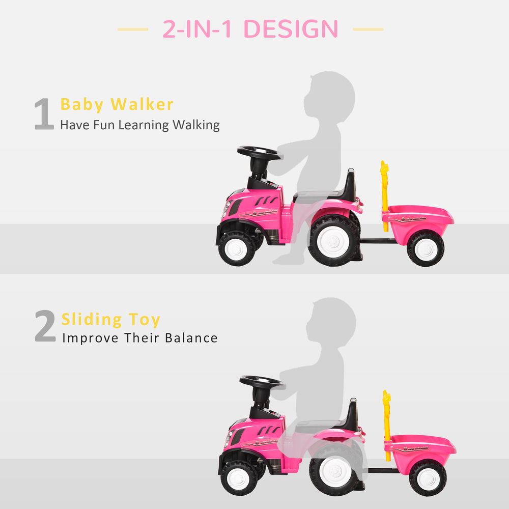 Pink Sliding Car w/Horn - Indoor & Outdoor - Ages 12-36 Months - 25 kg Load - Battery Powered