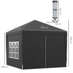 3x3m Pop Up Gazebo Party Tent Canopy - Black