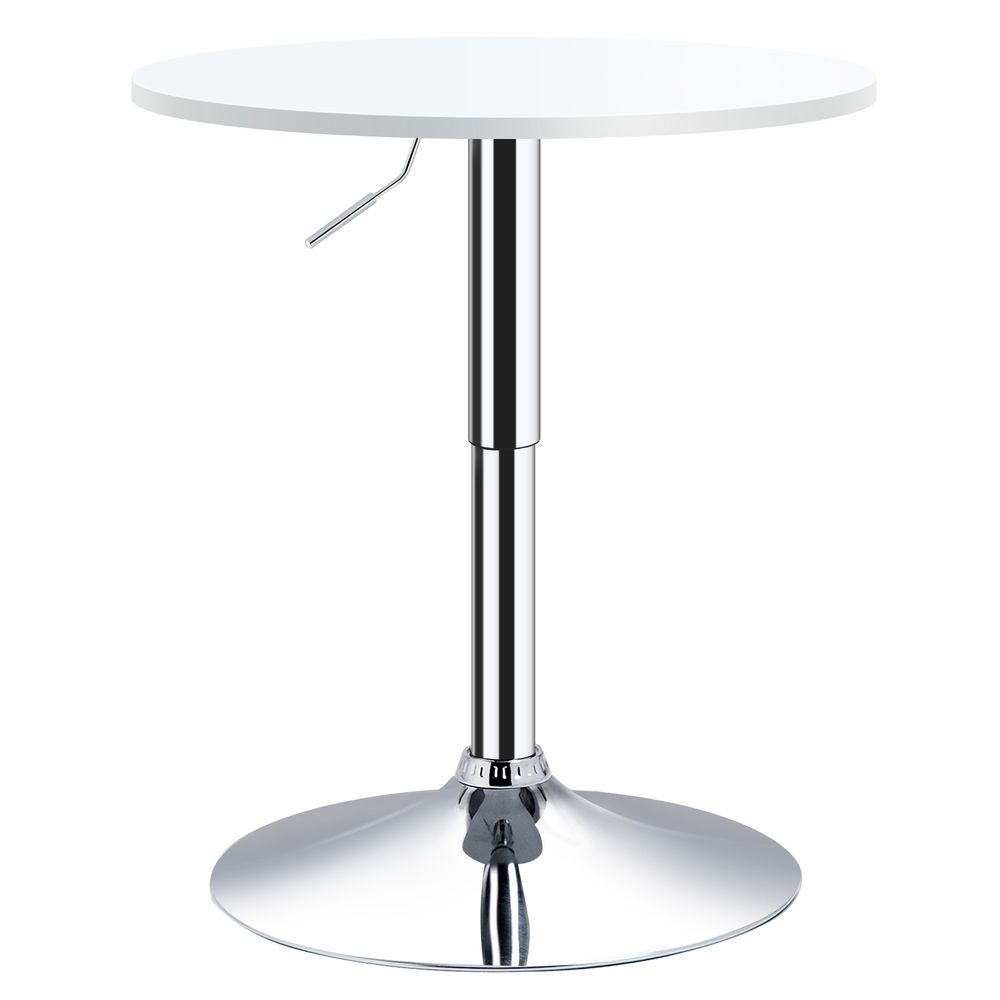 Adjustable Height Round Bar Table Swivel Top White - 60cm - Metal Frame