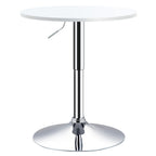 Adjustable Height Round Bar Table Swivel Top White - 60cm - Metal Frame