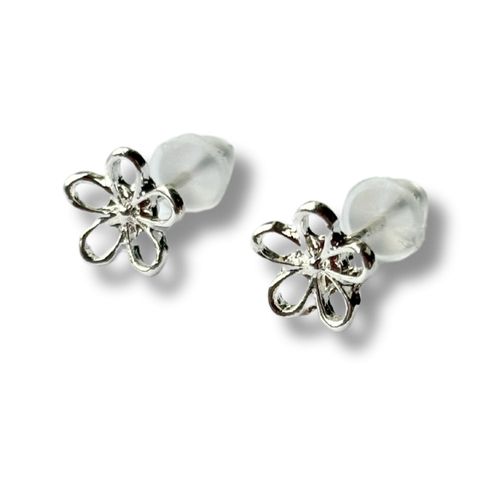 Open Silver Stud Earrings