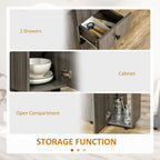 Folding Dining Table, Drop Leaf, Grey - Quality Expandable Space Saver with Storage Drawers