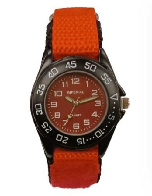 Children Red Mid Dial with Velcro Strap Easy Fasten Watch NEEDS RE-BATTERY
