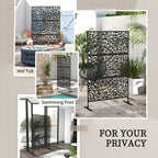 6.5FT Metal Outdoor Privacy Screen Panel with Stand, Twisted Lines