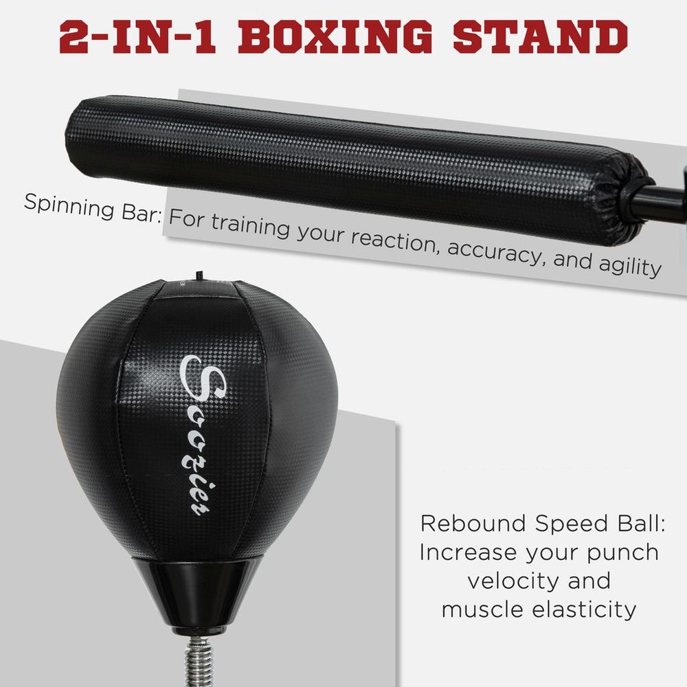 Adjustable Speed Bag: Boxing Bag with Stand, Bar, Black - Improve Timing, & Accuracy