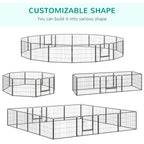 Heavy Duty 16 Panel Dog Pen - 60H cm - 2 Doors - Playpen for Dogs