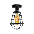 Metal Ceiling Rose Light Fitting - Vintage Wavy Wire Cage