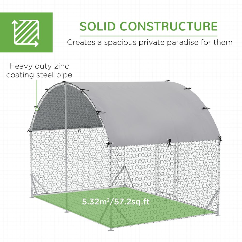 Walk In Chicken Run Galvanised Chicken Coop Hen Poultry House Cage Rabbit Hutch Pet Playpen Garden with Water-Resist Cover, 2.8 x 1.9 x 2m