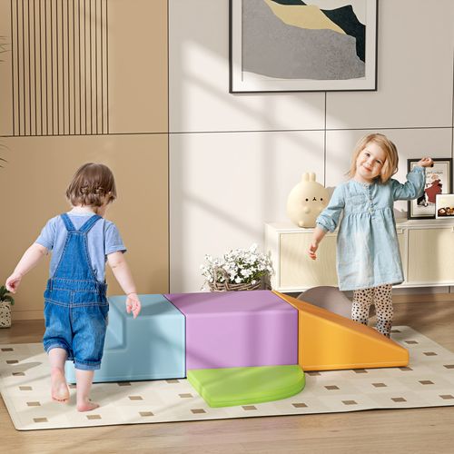 4-piece Soft Play Set Climb and Crawl Foam Activity Toys Orange