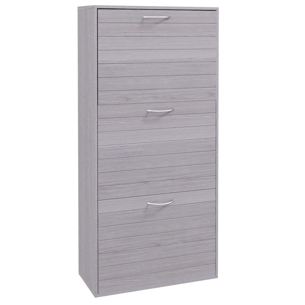 Slim Shoe Storage Cabinet with 3 Flip Drawers for 12 Pair of Shoes