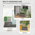 Rattan Planter Box w/ Trellis - Flower Raised Bed, 84x30x107cm