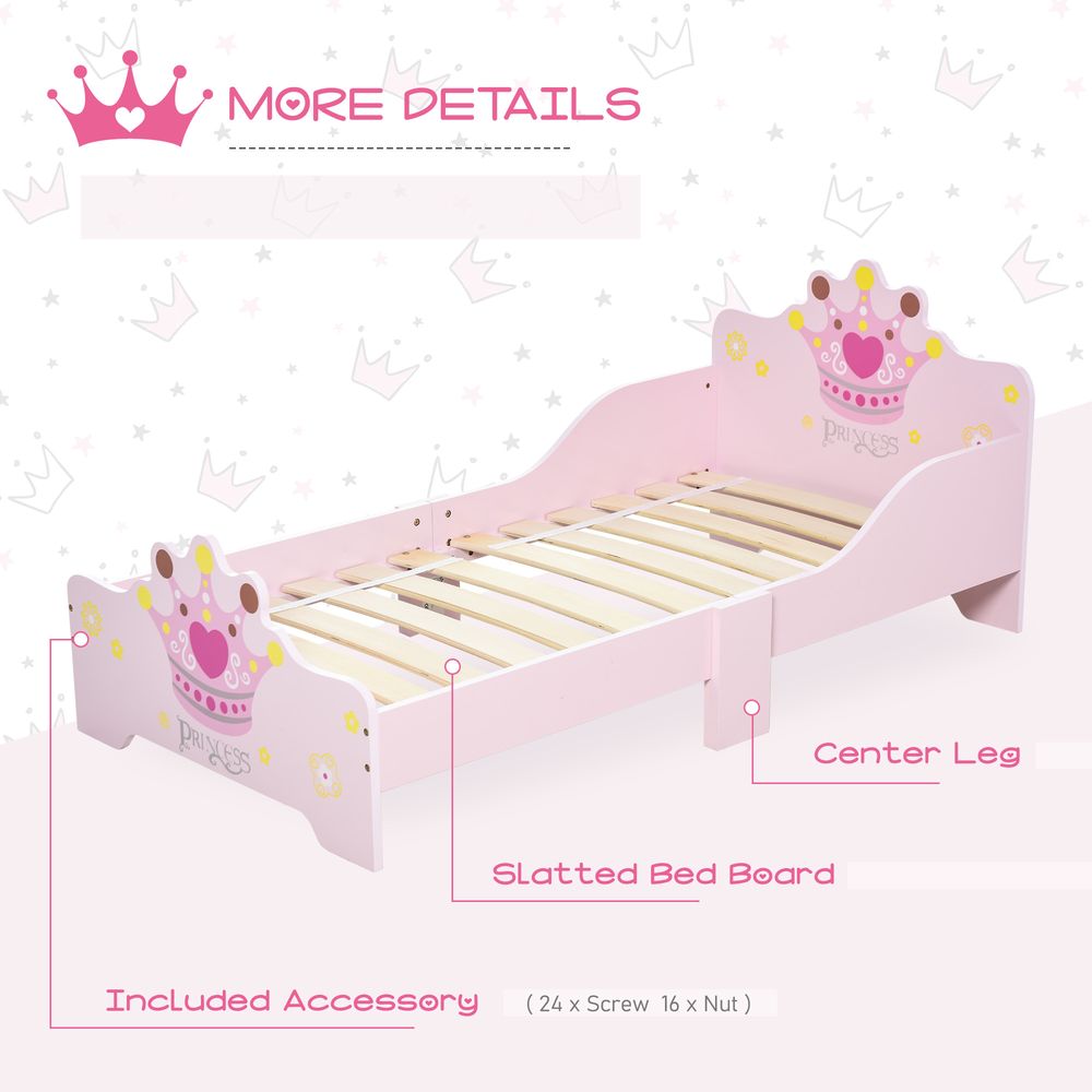 Kids Wooden Princess Crown Bed with Safety Side Rails - Design