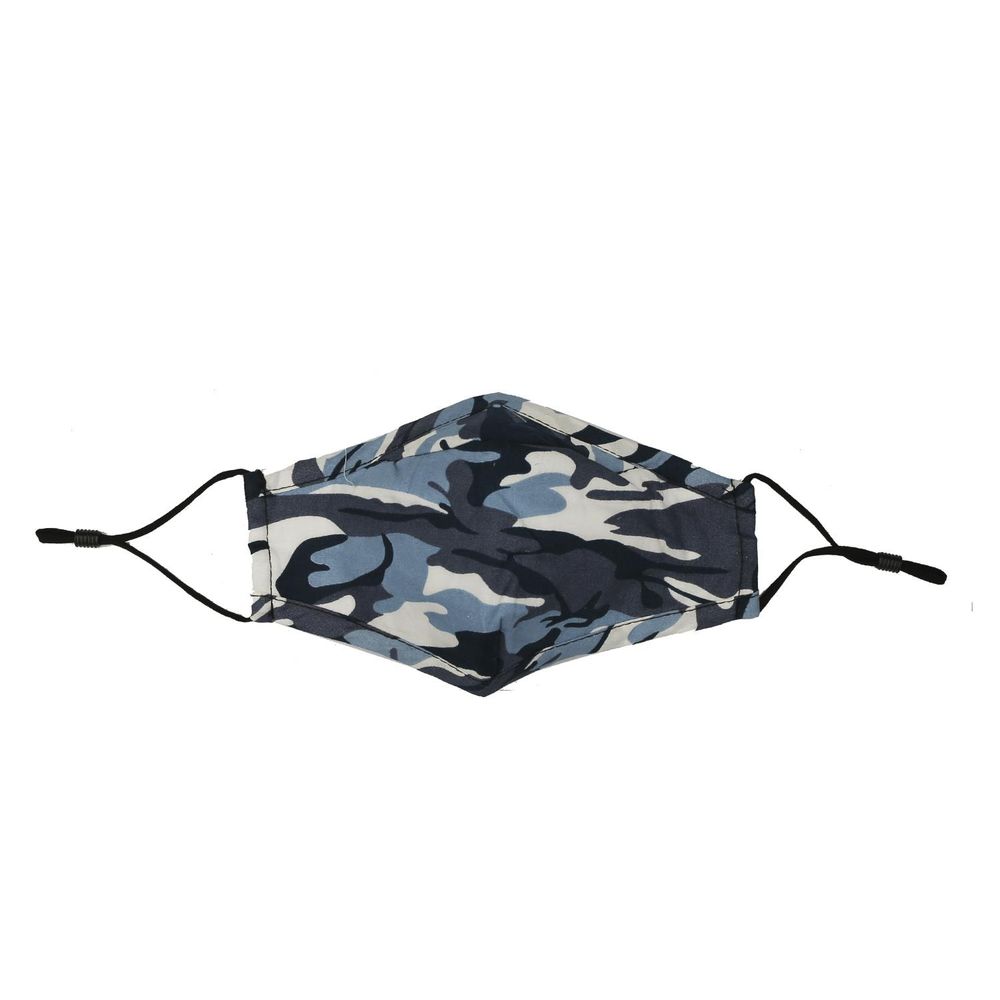 Kids Camo Face Mask - Breathable, Washable, Blue - Ages 6-12