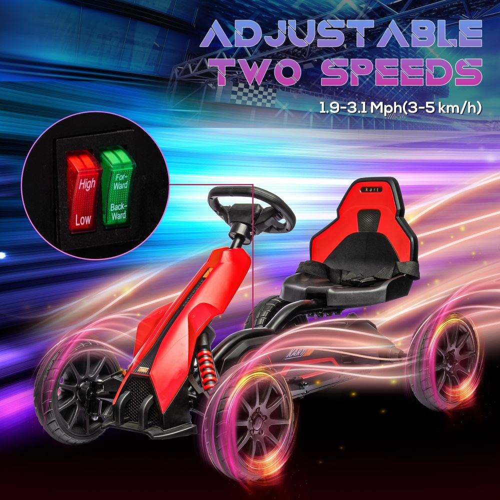Electric Go Kart - 12V - 3-8 Yrs - Forward/Reverse - 2 Speeds - Red