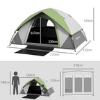 4-5 Man Camping Tent - 3000mm Waterproof - Green
