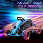 24V Electric Go Kart for Kids, Drifting Ride-On Racing Go Kart with Slow Start, Music, Horn Honking and Safety Belt, for 8-12 Years Old, Blue