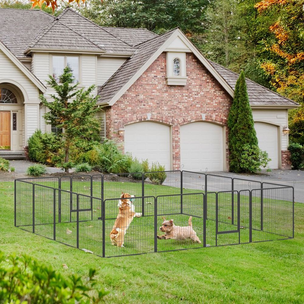 16 Panel Puppy Play Pen for Small & Medium Dogs - Heavy Duty & Spacious - 80Hcm