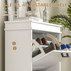 Slim Shoe Storage Cabinet with 2 Flip Drawers for Entryway