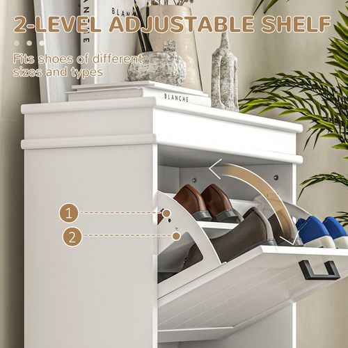 Slim Shoe Storage Cabinet with 2 Flip Drawers for Entryway