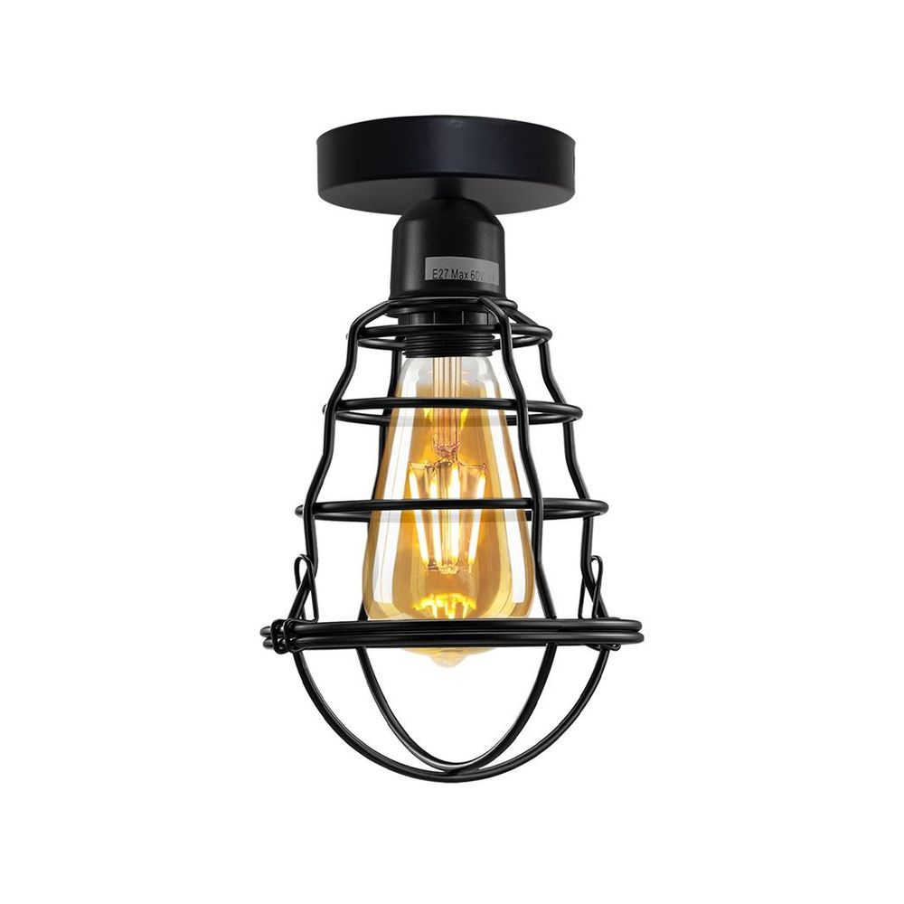 Metal Ceiling Rose Light Fitting - Vintage Wavy Wire Cage