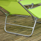 2 Piece Folding Sun Loungers with Adjustable Backrest, Pillow, Green