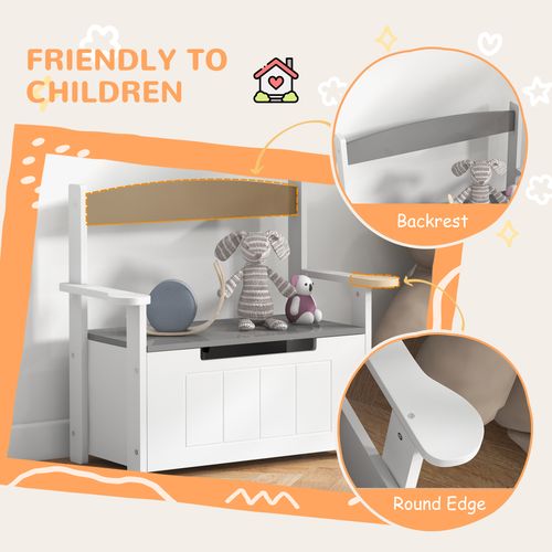 2 in 1 Toy Box for Kids with Safety Lid for Bedroom, Nursery