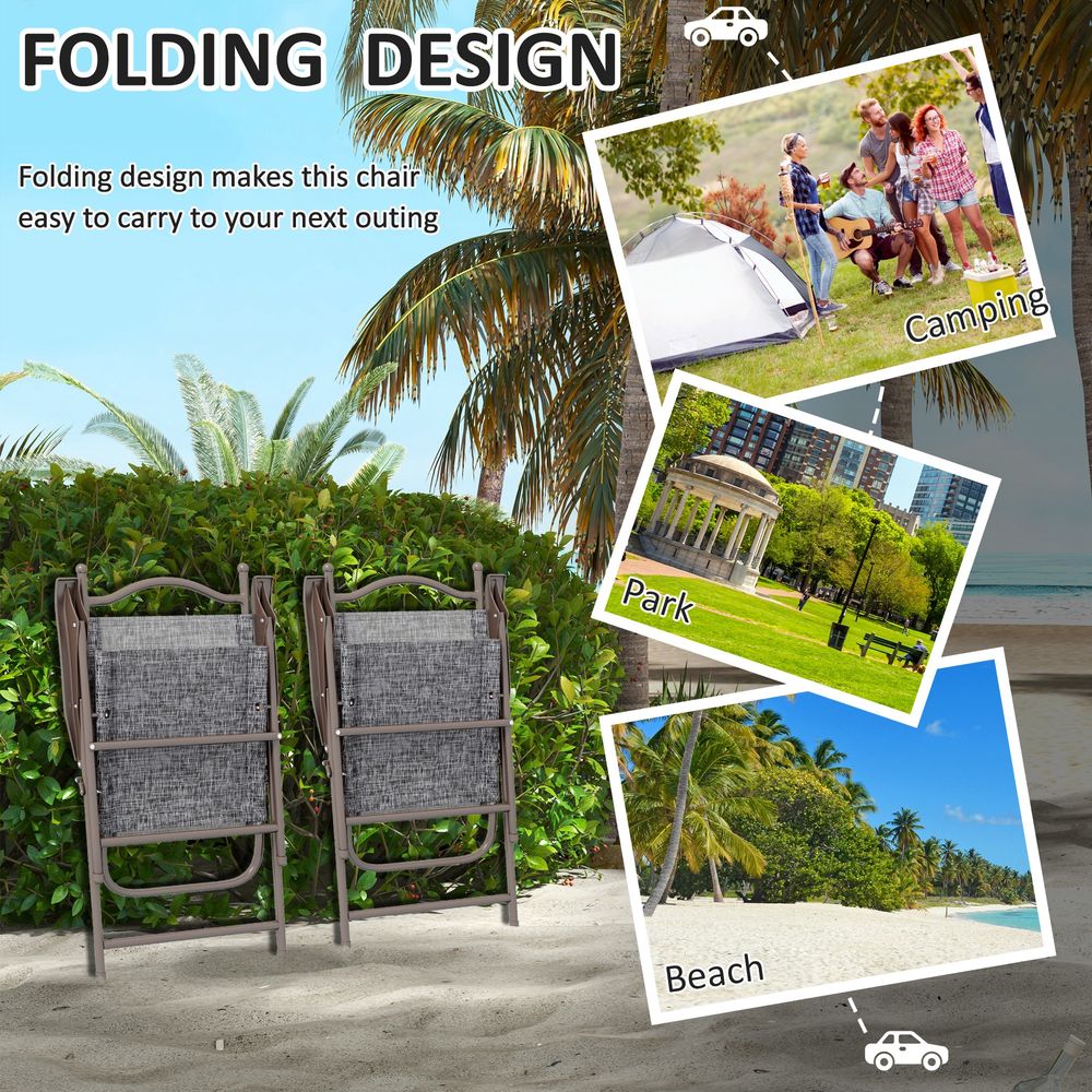 Folding Chairs - Portable, Armrests, Mesh Fabric Seat - Ideal for Outdoor Events