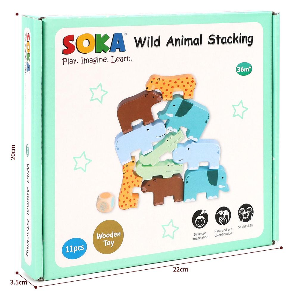Wild Animal Stacking - Montessori Toy for Imaginative Learning - Safe