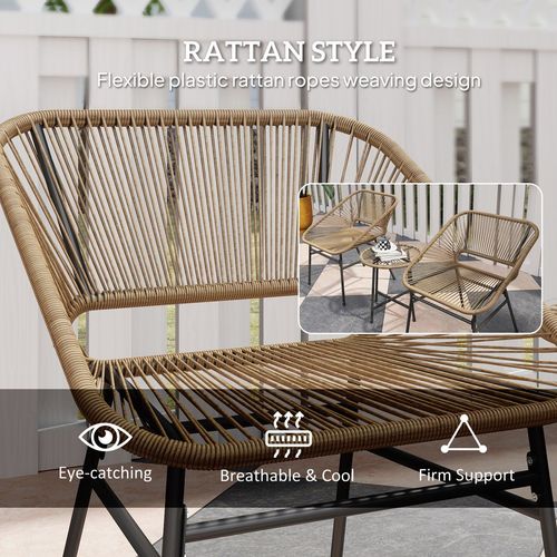Rattan Bistro Set, Small Balcony Furniture with Cushion, Light Grey