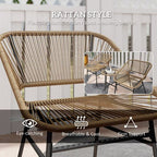 Rattan Bistro Set, Small Balcony Furniture with Cushion, Light Grey