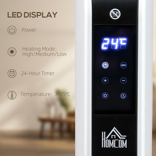 Portable Convector Heater with 24H Timer Adjustable Temperature White