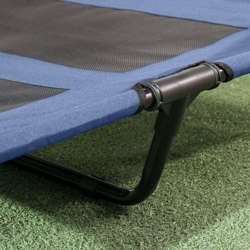 122cm Elevated Dog Bed Cooling Raised Pet Cot UV Protection Canopy Blue