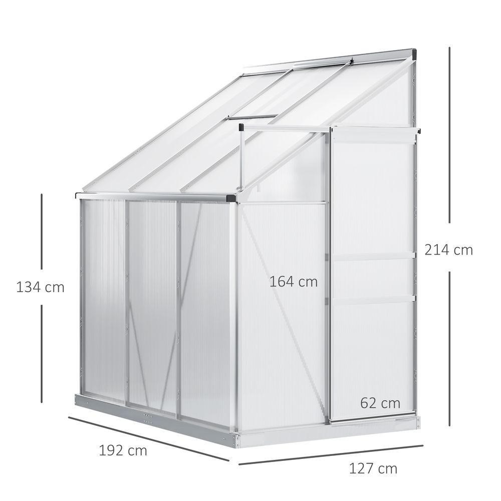 6 x 4ft Polycarbonate Greenhouse Aluminum Roof Vent, Rain Gutter Sliding Door