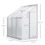 6 x 4ft Polycarbonate Greenhouse Aluminum Roof Vent, Rain Gutter Sliding Door