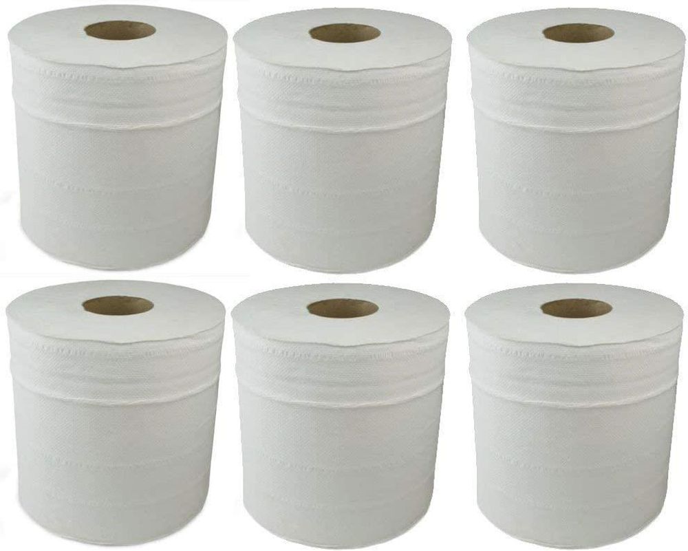 ASPECT Kitchen Rolls Centrefeed (6 Rolls, White) - 2 Ply Embossed Pattern Paper Towels - Strong and Absorbent Tissue Paper - UK Supplier - Wipe Away - for Commercial & Kitchen Use