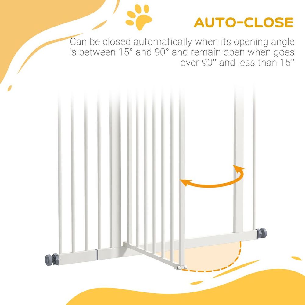 Adjustable Metal Pet Gate, Auto-Close Door - 74-94cm, White