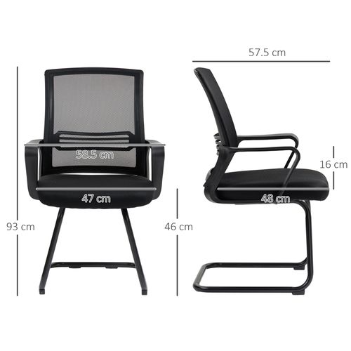 Meeting Office Chair, Mesh Reception Chair with Sled Base, Black