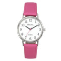 Ladies Classic Big White Dial Pink Leather Strap Watch