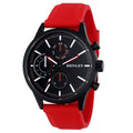 Henley Men's Multi Eye Black Dial Sports Watch with Red Silicone Strap
