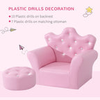 Pink Kids Sofa Set - Free Footstool Included - PU Leather